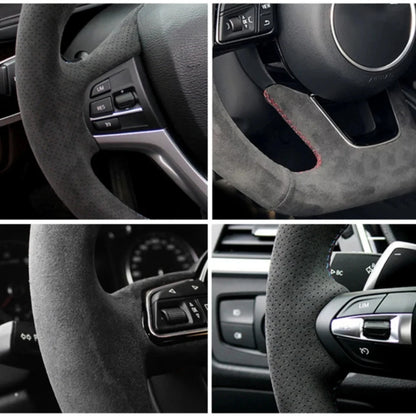 Anti-Slip Black Suede Braid Car Steering Wheel Cover Wrap For Seat Leon Cupra R Leon ST Cupra Leon ST Cupra Ateca Cupra Ateca FR