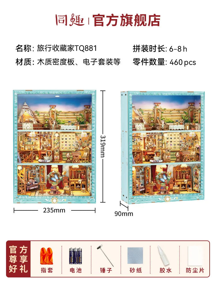 Tonecheer Blossom Time Travel Collector  Wooden Puzzle Building Blocks Diorama Model Kit 3D Wooden Surprise Dollhouse Decoration