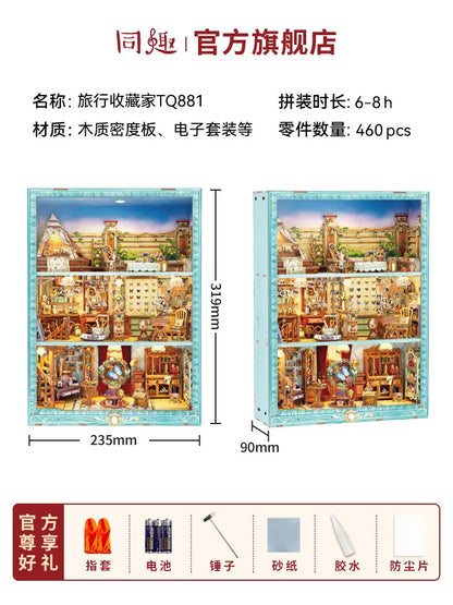Tonecheer Blossom Time Travel Collector  Wooden Puzzle Building Blocks Diorama Model Kit 3D Wooden Surprise Dollhouse Decoration