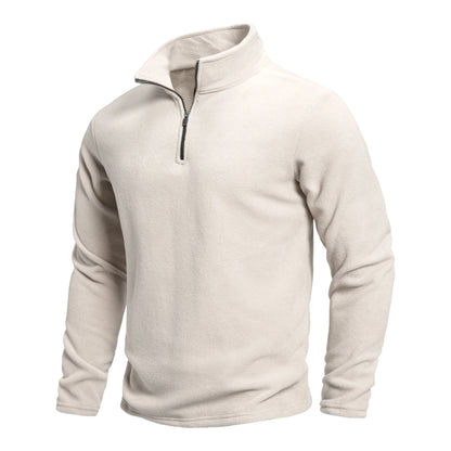 Men's Outdoor Warm Fashion Pullover Winter Warm and Comfortable Half Zip Solid Color Polar Fleece Pullover