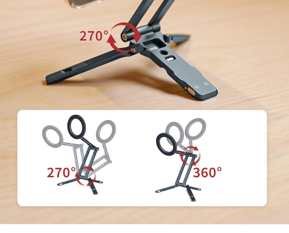 COBONE Magnetic Phone Tripod Holder Foldable Adjustable with Arca-Swiss for Phone Vlog Portable Desktop Phone Mount for Travel