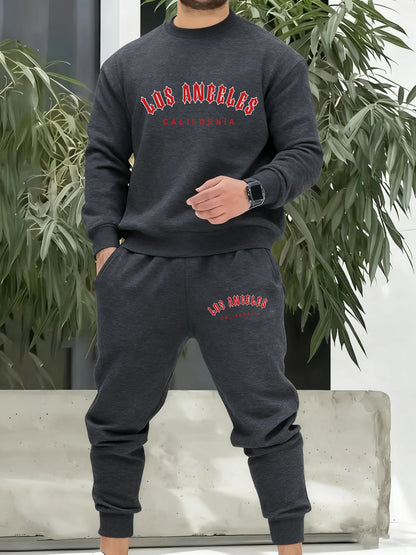 Los Angeles California Red Artword Tracksuit Man Fashion Simple Pants All-Match Casual Sportset Fleece Loose Basics Clothing