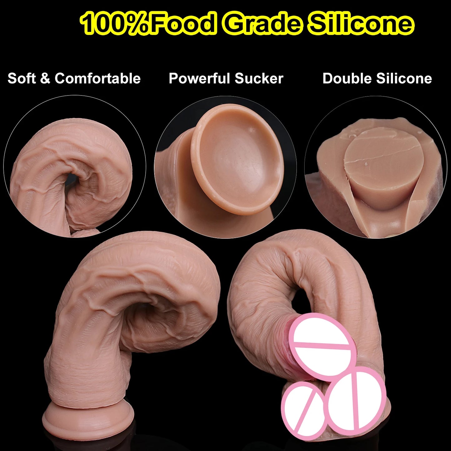 Cheap 5 Sizes Silicone Big Dildo Realistic Skin Feel Fake Penis Soft Small Cock Woman Man Masturbation Suction Cup Anal Sex Toys