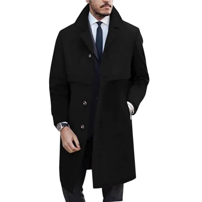 Men's Lapel Coat Office Street Casual Suit Wool Blends Outdoor with Lining Long Jackets Eu US Size Single-breasted Men Clothing