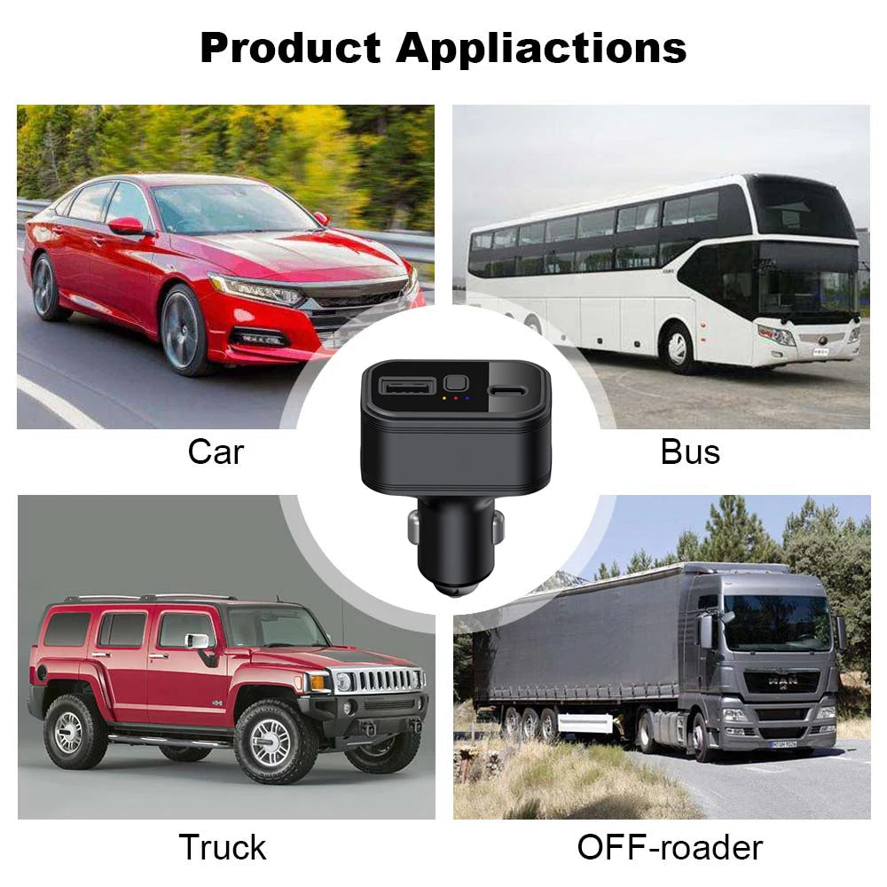 4G Car Tracker Mini GPS Tracker 4G Car Charger Type-C Smart GPS Locator Multi-Alarms Free Web&APP Tracking Device