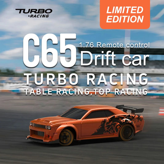 Turbo Racing 1:76 C65 Limited Edition Drift RC Car With Gyro Radio Full Proportional Remote Control Toys RTR Desktop Toys Car