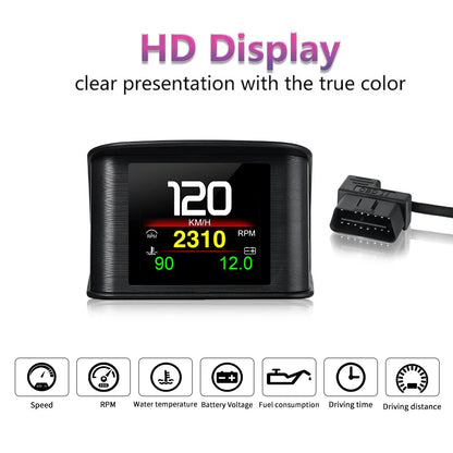 OBD2 Car Head Up Display OBDII Smart Digital Meter on Board Computer Multiple Language Overspeed Alarm Digital Speedometer