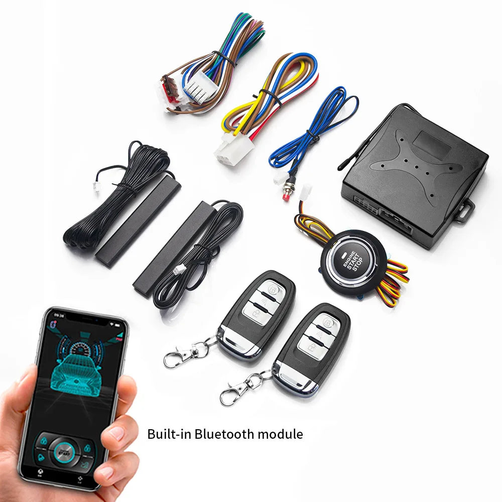 Keyless Ignition System Start Stop Button Mobile Bluetooth App Control PKE Keyless Entry Remote Remote Automatic Start Car Alarm