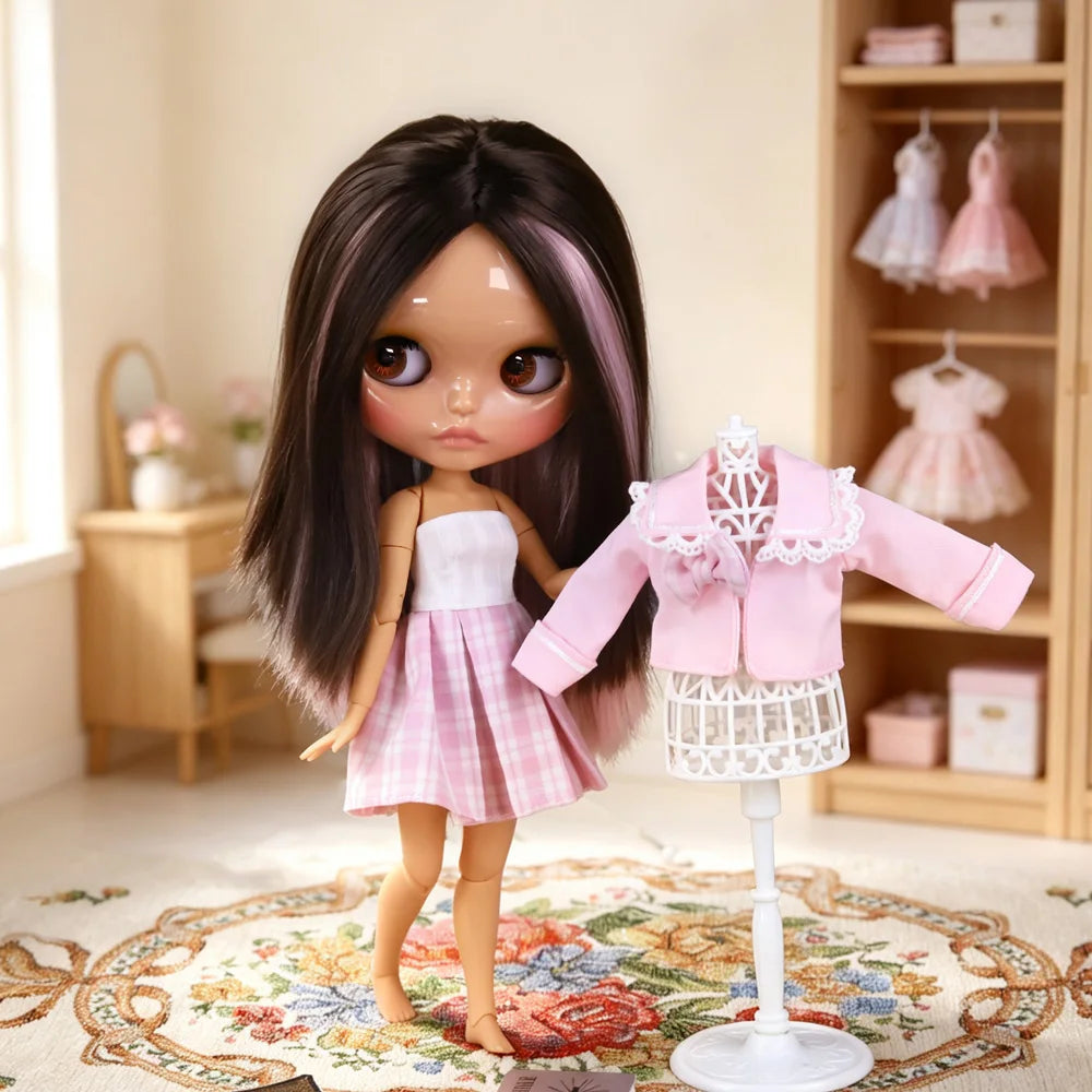ICY DBS Blyth Doll 1/6 Joint 30cm tan Skin Glossy Face Female Set Doll BJD Toy Gift