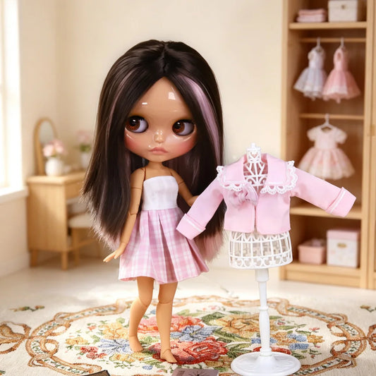 ICY DBS Blyth Doll 1/6 Joint 30cm tan Skin Glossy Face Female Set Doll BJD Toy Gift
