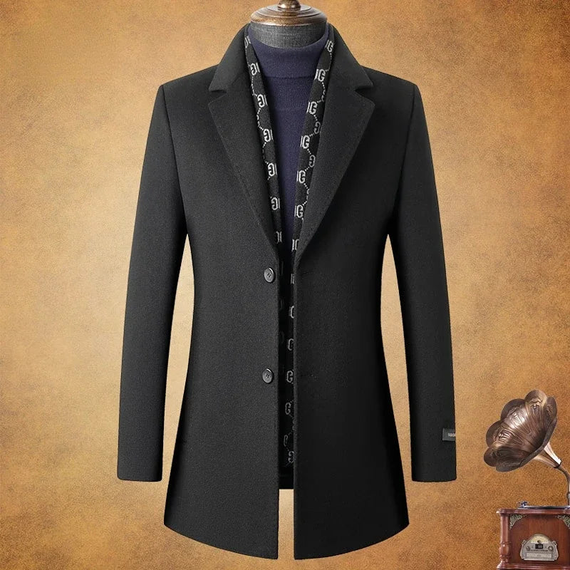 AYUNSUE Winter Coat for Men Medium Length Thick Warm Goose Down Inner Double-sided 70%Wool Trench Coat for Men's Jackets Abrigo