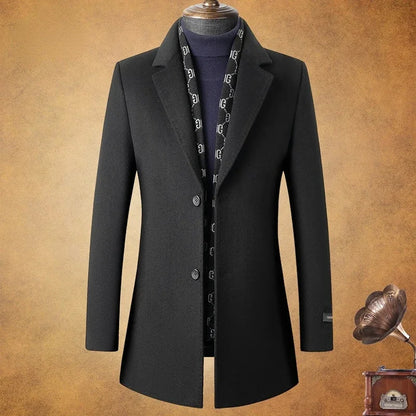 AYUNSUE Winter Coat for Men Medium Length Thick Warm Goose Down Inner Double-sided 70%Wool Trench Coat for Men's Jackets Abrigo
