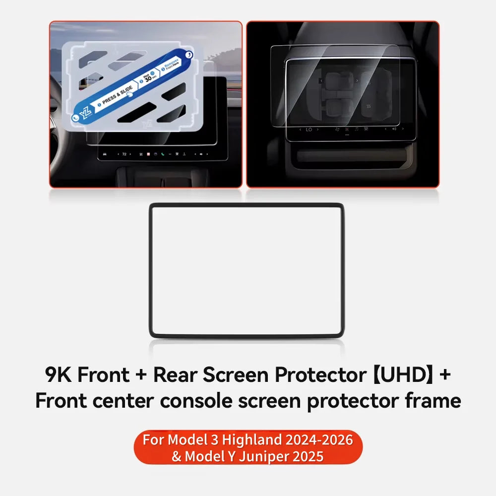 YZ Tempered Glass Film Protector For Tesla Model 3/Y/YL Highland Juniper 2025-2026 Rear Row Center Control Screen Protective