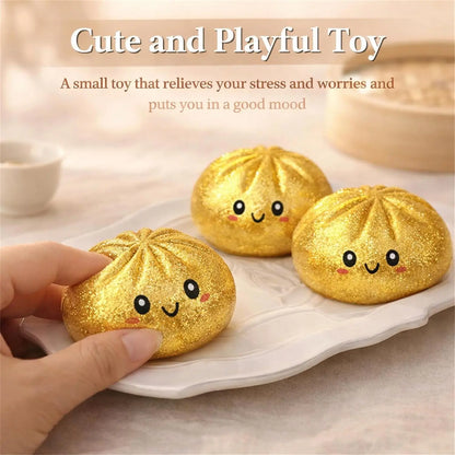 Glitter Dumpling Squishy Toy with Box Soft Sensory Squeeze Stress Relief Fidget Toy Cute Dumpling Slow Rising Gift for Kids Adul
