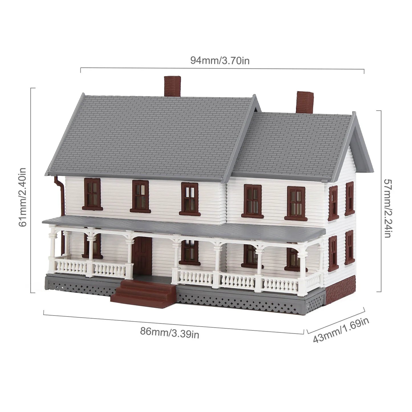 Evemodel N Scale Model Dwelling House Pre-built Painted Two-story Building