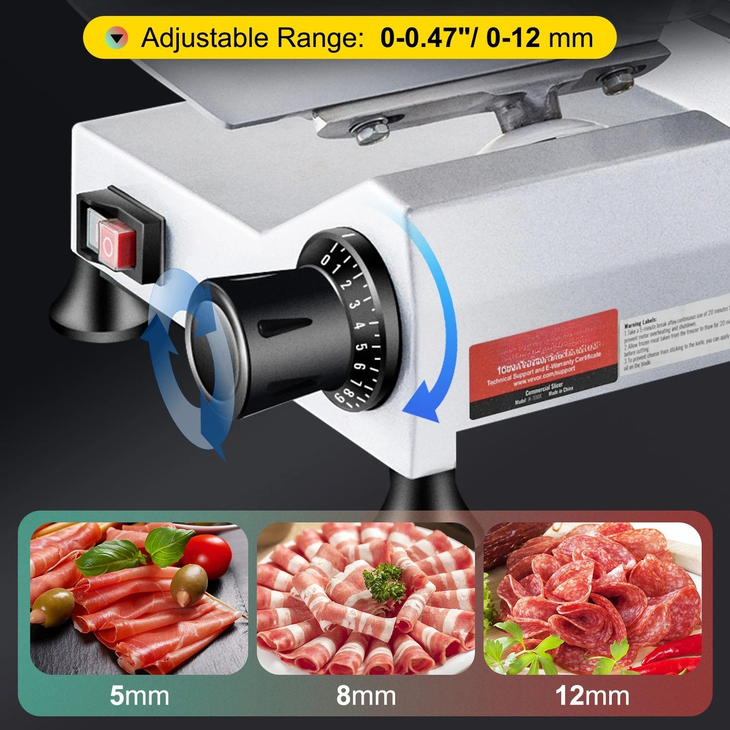 Commercial Meat Slicer Electric Deli Food Slicer 10" Carbon Steel Blade Electric Food Slicer 350-400RPM