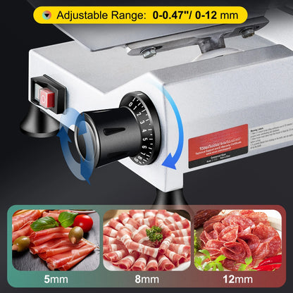 Commercial Meat Slicer Electric Deli Food Slicer 10" Carbon Steel Blade Electric Food Slicer 350-400RPM