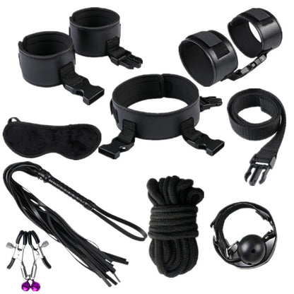 Exotic Sex Toys, Leather Plush sexy Bondage Bundle Set, Gag, Whip, Butt Plug, Sex Toys for Women, Nipple Clips, Erotic Sex Toys