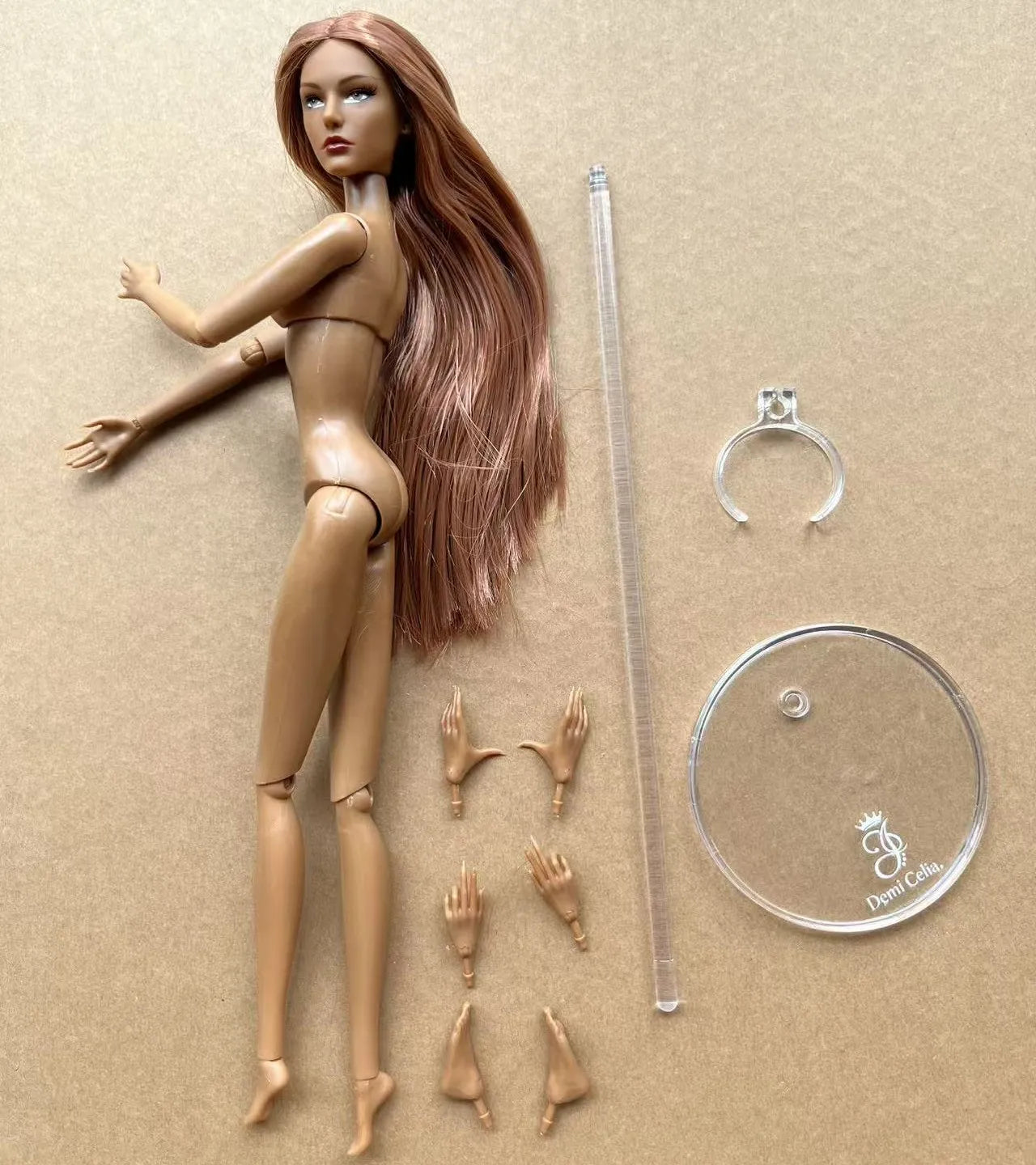 1/6 Female Super Model DC Doll Head Body Figure With Good Makeup Heads With 2 Pairs Hands 1 Feet and Clear Doll Stands