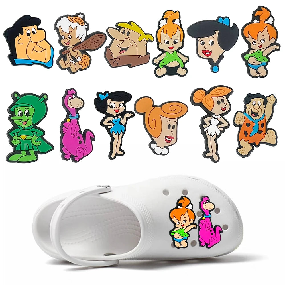 1-100pcs Primitive Man Shoe Charms Cartoon PVC Shoe Accessories DIY Decoration for Classic Clog Sandal Kids Gifts