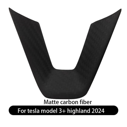 Steering Wheel Patch for Tesla Model 3+ Real Carbon Fiber Steering Wheel U-shaped Protective Cover 2025 New Model 3/Y Highland