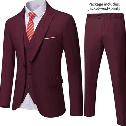 Elegant Men Suit For Wedding 3 Pieces 2 Sets Jackets Vest Pants Blazers Full Fashion Slim Fit Coats 2025 Formal Classic Costume