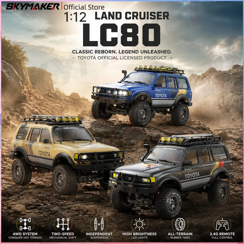 JXC LC80 4WD Brushed RC car  2.4GHz RTR 1/12 Electric Remote Control Electric Off-Road Climbing Car Model Cars Toys Gift