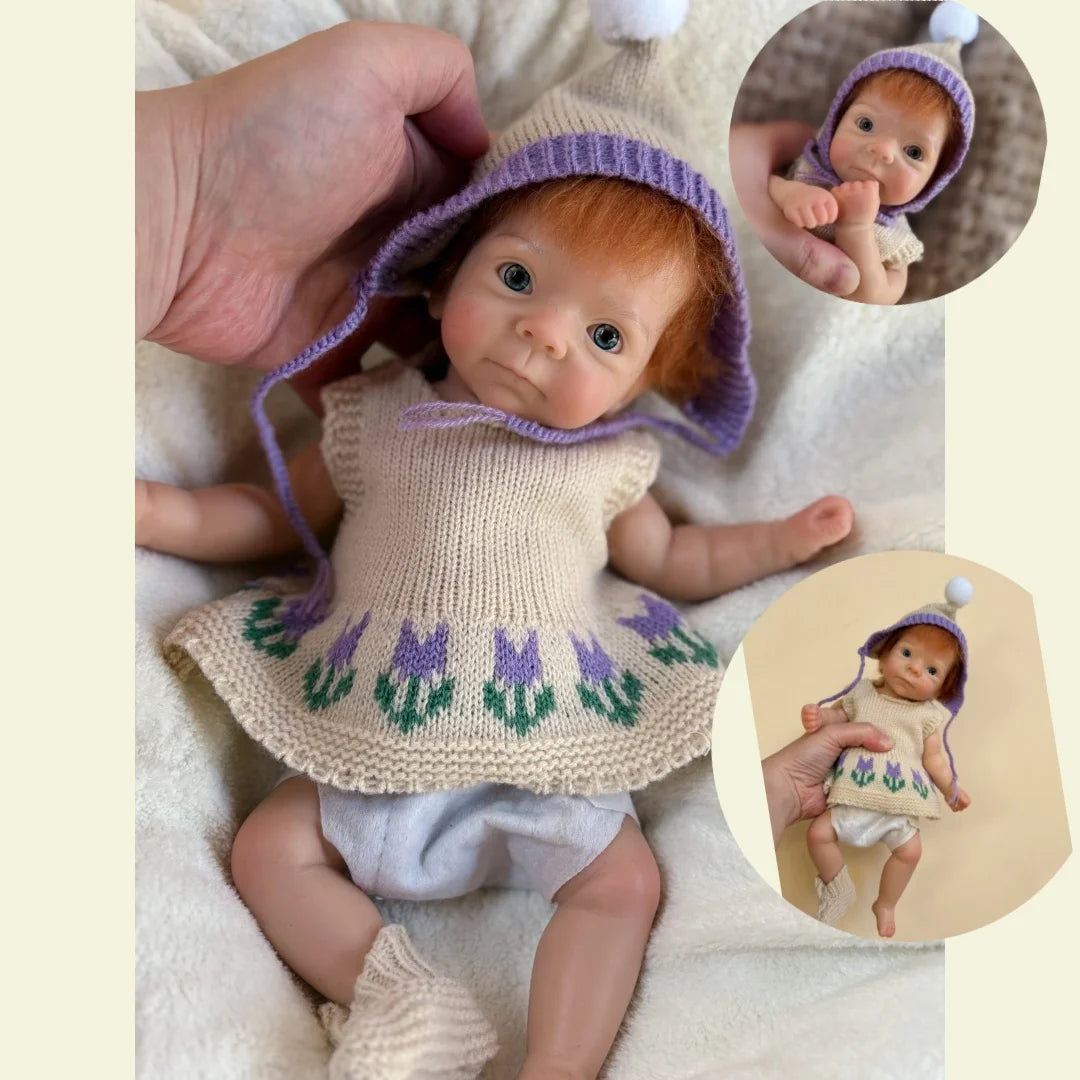 26cm Washable Open Eyes Whole Body Silicone Reborn Girl Doll With Rooted Hair Lifelike Newborn Doll With Painted Skin