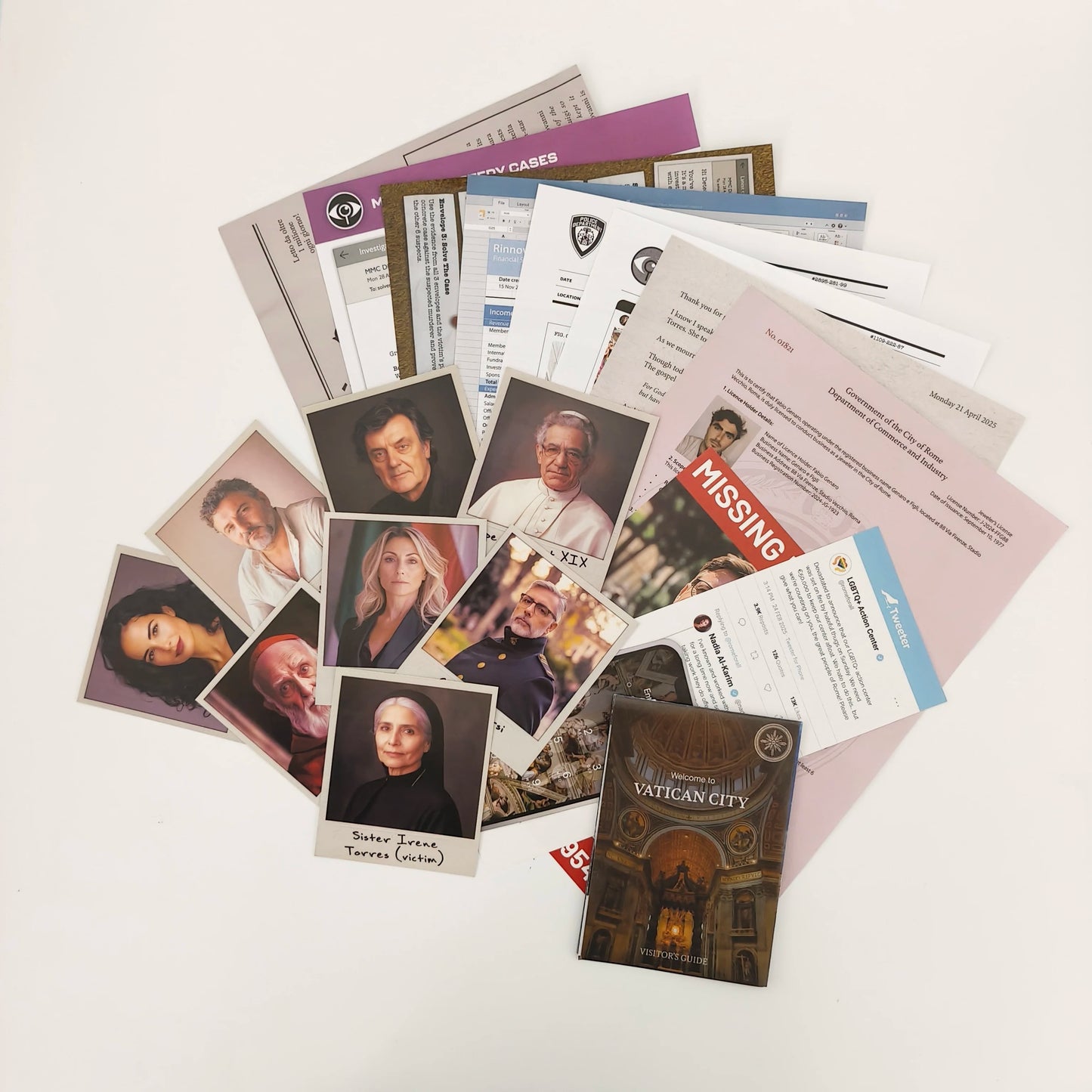 Murder in the Vatican Murder Mystery Game, Immersive Detective Puzzle Board Game for Adults