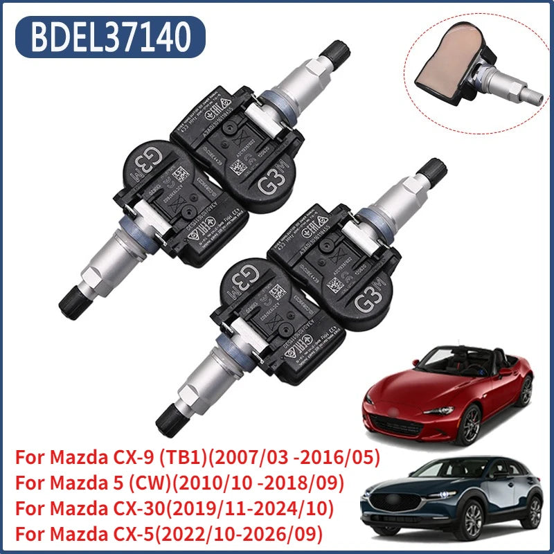 BDEL37140 Tire Pressure Monitor Sensor 4PCS For Mazda 2 3 5 CX-9 MX-5 IV B-Hatch Xev CX-30 CX-5 Fiat 124 TPMS 433MHZ BDEL-37-140