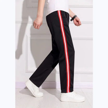 Black Unisex New Track Pants Casual Sweatpants mens Striped Bastic Trousers Straight Pants Joggers Simple Work Pants