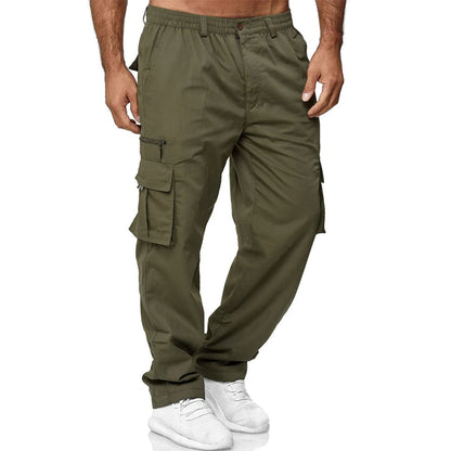 Men's Multi Pocket Casual Work Pants - Breathable Fabric | Machine Washable Regular Fit Soft Shell Pants | Outdoor Casual