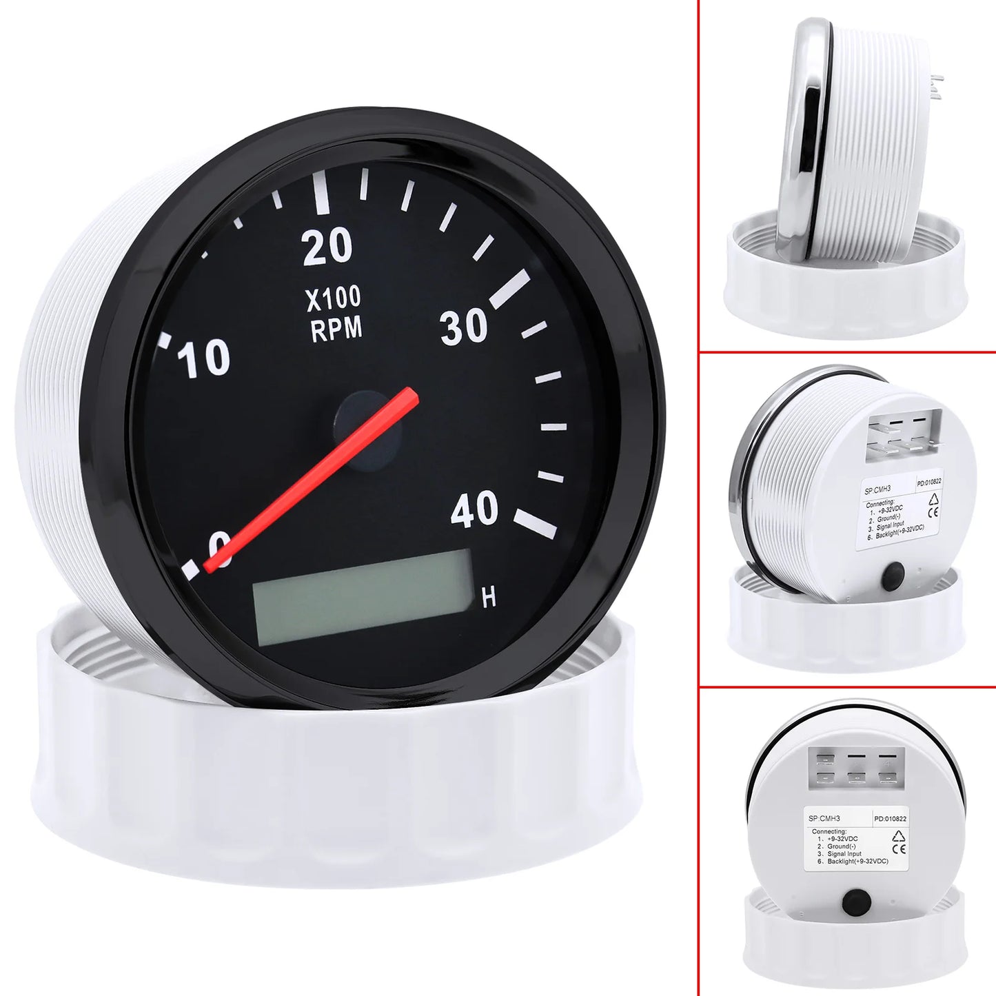 85mm Tachometer 3000RPM With Hourmeter Truck Car Boat Diesel Engine Tacho Meter RPM Gauge M18 / M16 Car Boat Tachometer Sensor