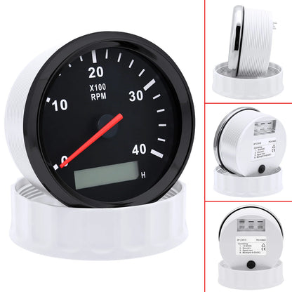 85mm Tachometer 3000RPM With Hourmeter Truck Car Boat Diesel Engine Tacho Meter RPM Gauge M18 / M16 Car Boat Tachometer Sensor