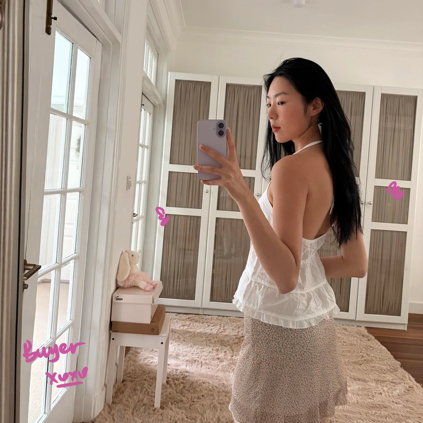 Brandy Melville Pure Cotton Three-Button Base Layer Vest Sweet Style V-Neck Sleeveless Tank Top for Women Spring Summer