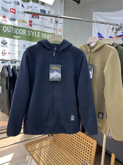 Thickened Fleece Lined Hooded Jacket for Men And Women Warm Outerwear Coat Autumn Winter Standard Fit Casual Style Zipper Clo...