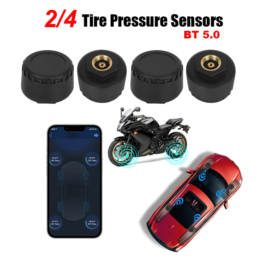 Android/IOS Tire Pressure Monitoring System Mobile Phone APP Display TPMS Bluetooth 5.0 External Car Tire Pressure Sensors