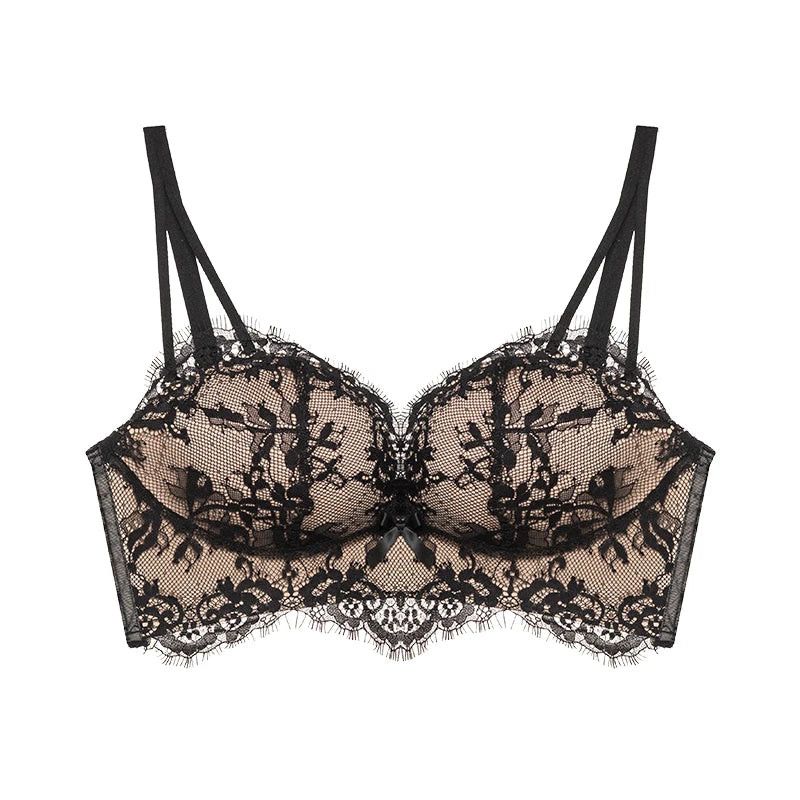 Women’s Victorian French Lace Bra Set, Push Up for Small Breasts with Side Support, Anti Dropping Sexy Lingerie MOYISU Sexy AB