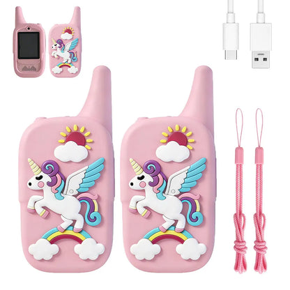 Christmas 2pcs Video Walkie Talkie Video Intercom HD Rechargeable Voice Fonts One-Click Call Cartoon Voice Changer Gift for Kids