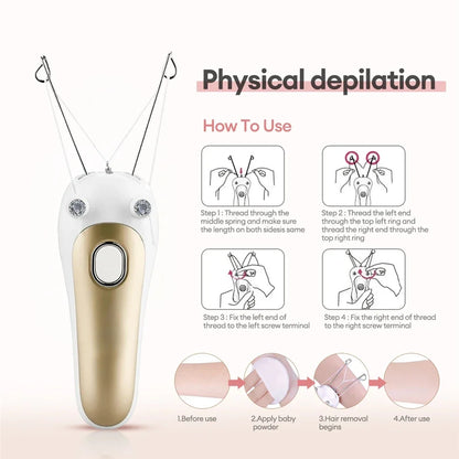Electric Threading Epilator Women Painless Facial Body Hair Remover Cotton Thread Portable for Face Leg Arm Body Free Shipping
