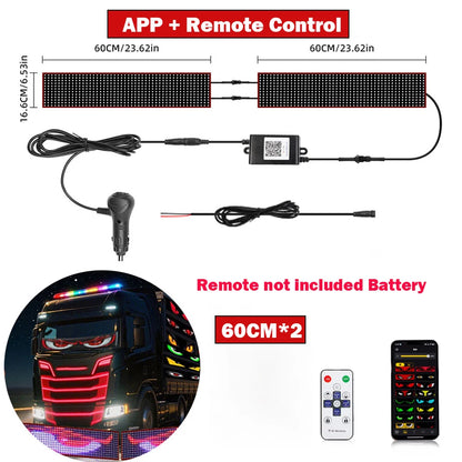 Windshield Board LED Devil Eyes Dynamic Soft Screen Light APP Remote Custom Text Music Mod For Car For Truck For BUS