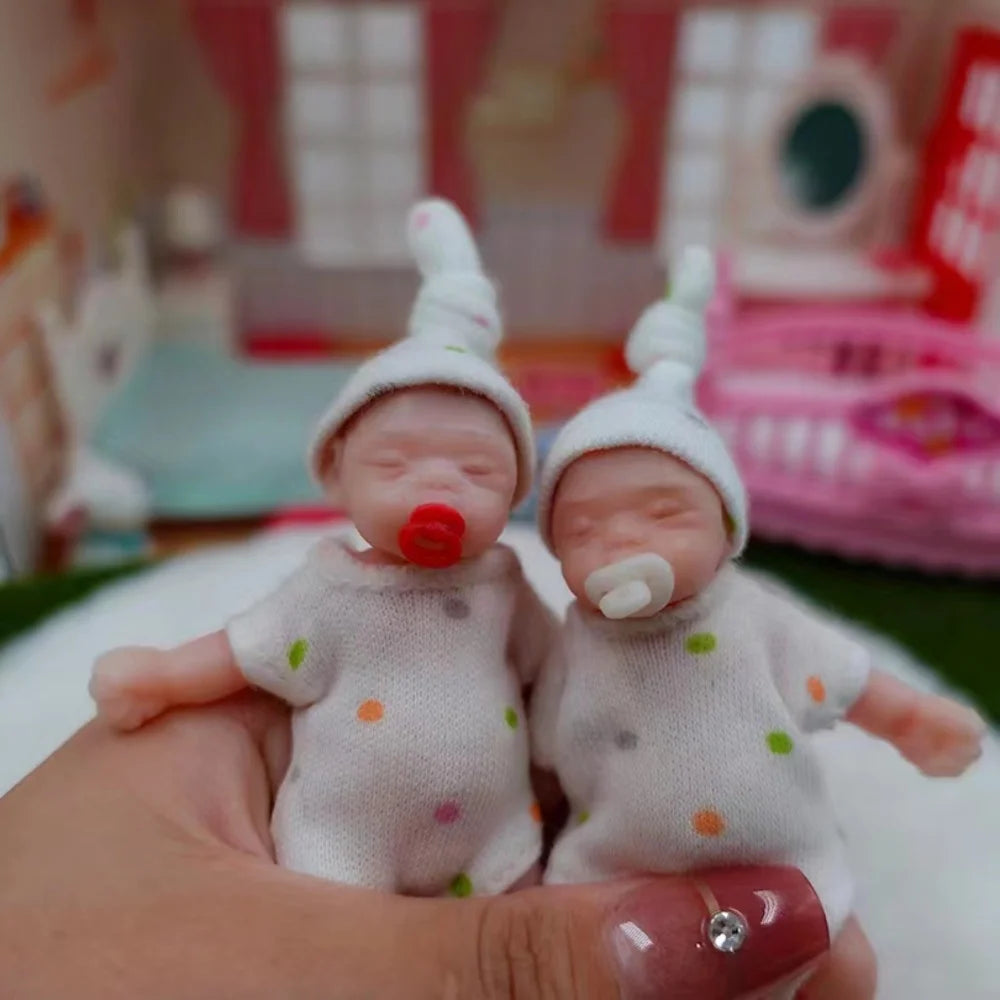 AnjoDoll 3Inch Mini Palm Silicone bebe reborn de silicona Girl Dolls With Paint Skin Washable Silicone Body Soft Reborn Doll Toy