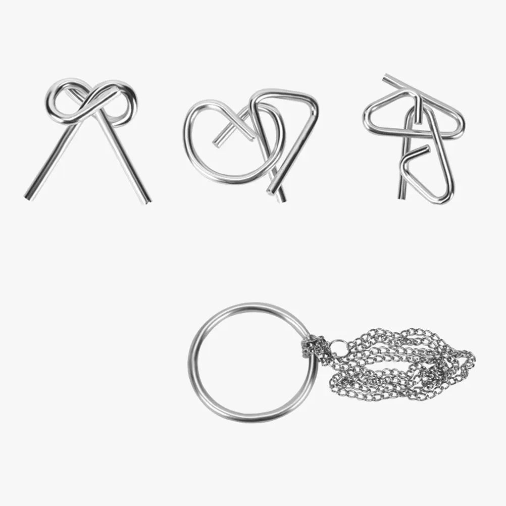 20Pcs Ring Puzzle Set Premium Metal Intelligence Puzzle Buckle Educational Brain Teaser Game for Logic Training and Stress