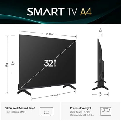 Class A4 Series Smart Fire TV 32A4HNF - Full Array LED, HDR10, DTS Virtual: X, Slim Bezel Design, Alexa Built-in