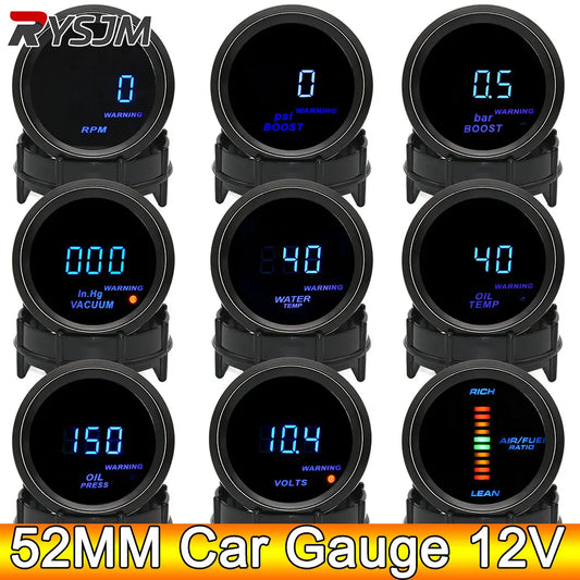 AD Digital Turbo Boost Gauge BAR PSI 52mm Car Water Temp Meter Oil Temp Oil Pressure Gauge Voltmeter Tachometer EGT Gauge Holder
