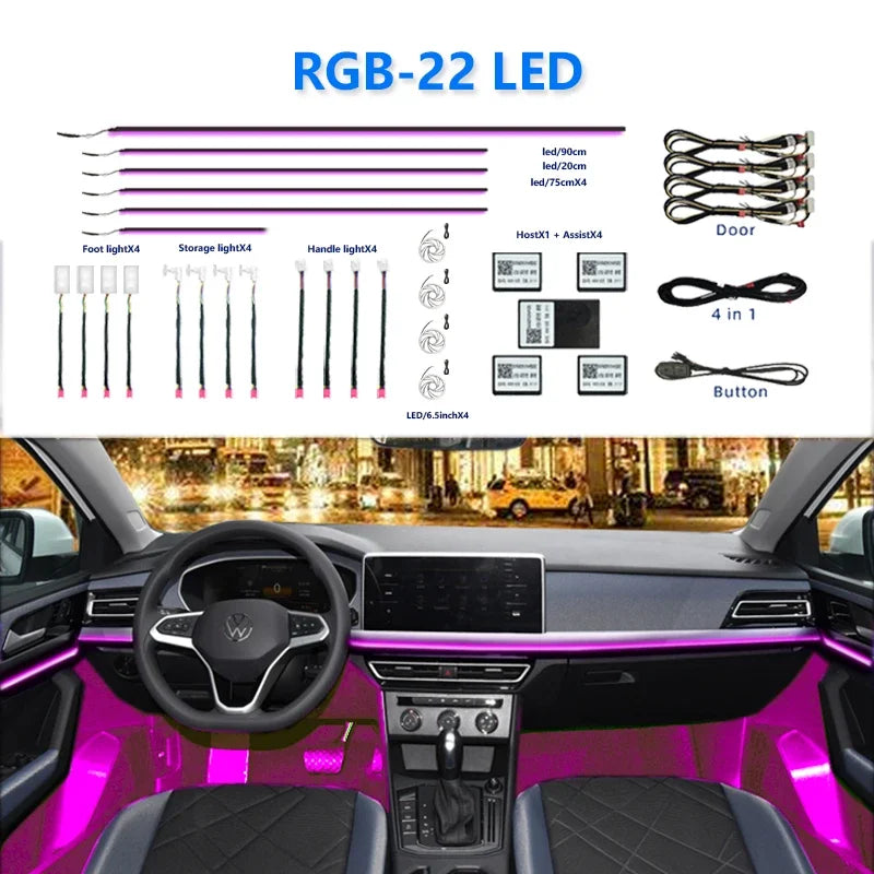 For BMW Only Neon Car Ambient Lights Full 213 Colors Streamer RGB LED Interior Hidden Ergonomic Strip For F10 F20 F30 G20 G30