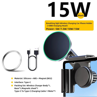 TEEQ For Tesla Model Y Junipe 2025 Model 3 HIGHLAND 2024 Cybertruck BYD Car Phone Mount Holder 15W Magnetic Wireless Charger