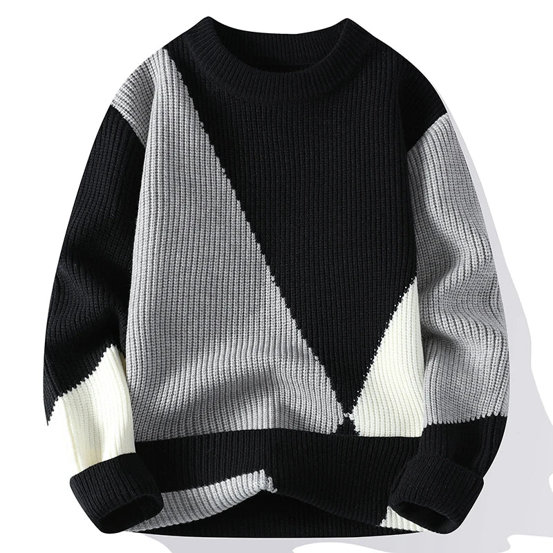 2024 Autumn Mink Velvet Imitation Mink Velvet Fashion Brand High Quality Splicing Pullover Round Neck Loose Sweater Sweater Men