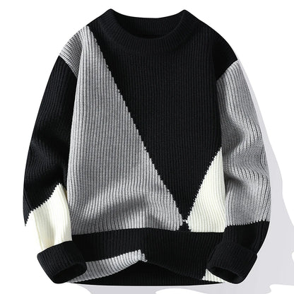 2024 Autumn Mink Velvet Imitation Mink Velvet Fashion Brand High Quality Splicing Pullover Round Neck Loose Sweater Sweater Men
