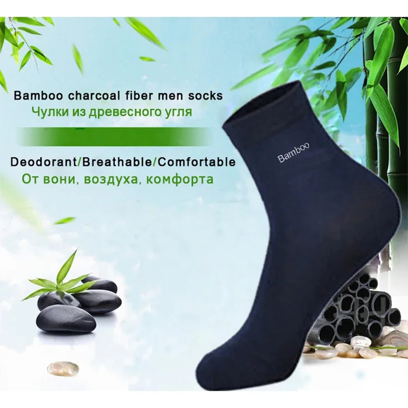 10 Pairs/Lot Men's Bamboo Crew Socks Comfortable Breathable Casual Business Socks High Quality Brand Guarantee Male Gift Set